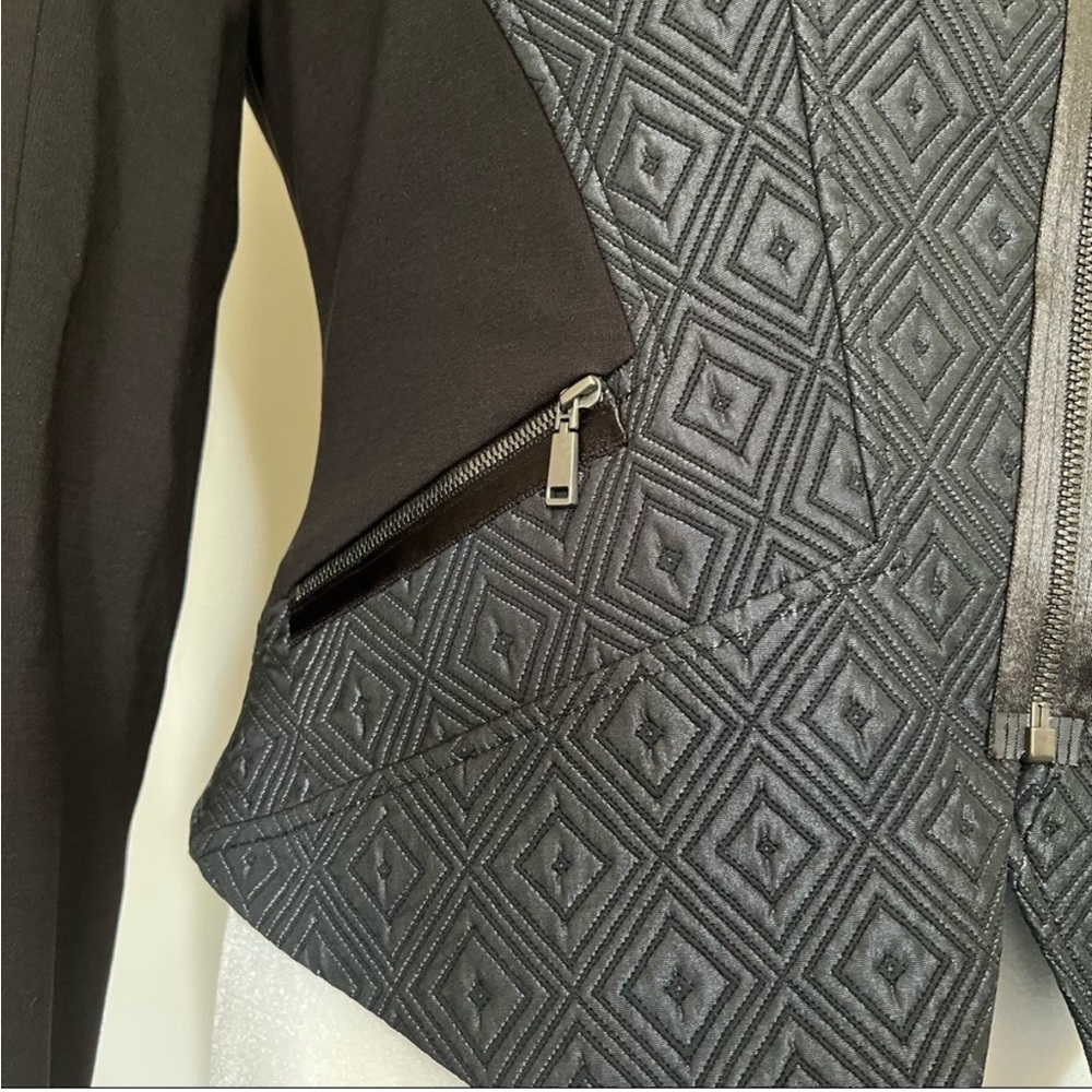 Elie Tahari Viola Jacket (Moto), Asymmetrical Zippers, Midnight Multi - Picture 11 of 14